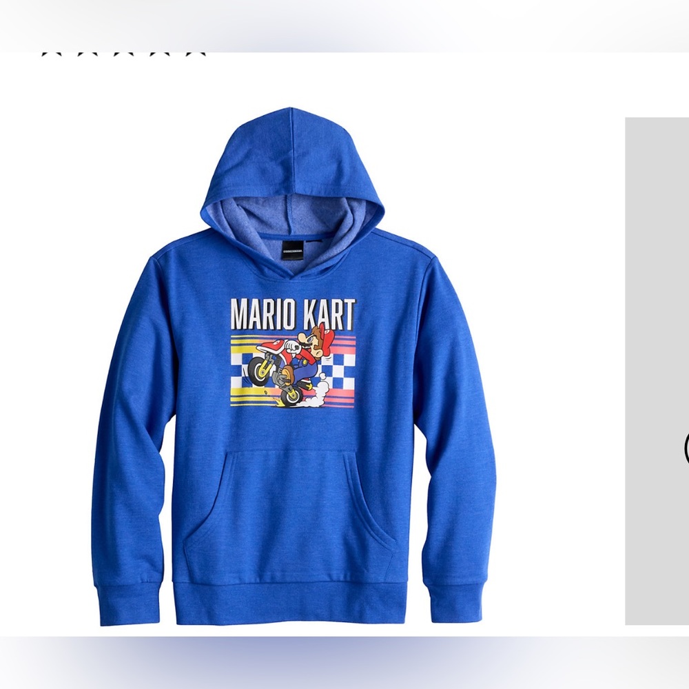 Nintendo Mario Kart Boy’s Blue Hoodie| Size: 14/16
